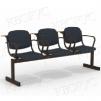 Блок стульев 3-местный, мягкий, не откидывающийся, с подлокотниками, лекционный